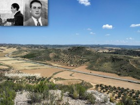 Figura 12. Cotas 239 y 227 vistas desde la 238. Detalle superior: Émile Sabatier Comandante y Francisco Parra López, Comisario Político (herido en los combates) del 10º Domingo Germinal de la XIV B.I. (Archivo RGASPI).